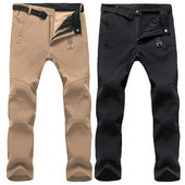 Pánske jednoduché nohavice, zimné tepláky, jednofarebné, nepremokavé, jednofarebné, so zipsom, úzke nohavice