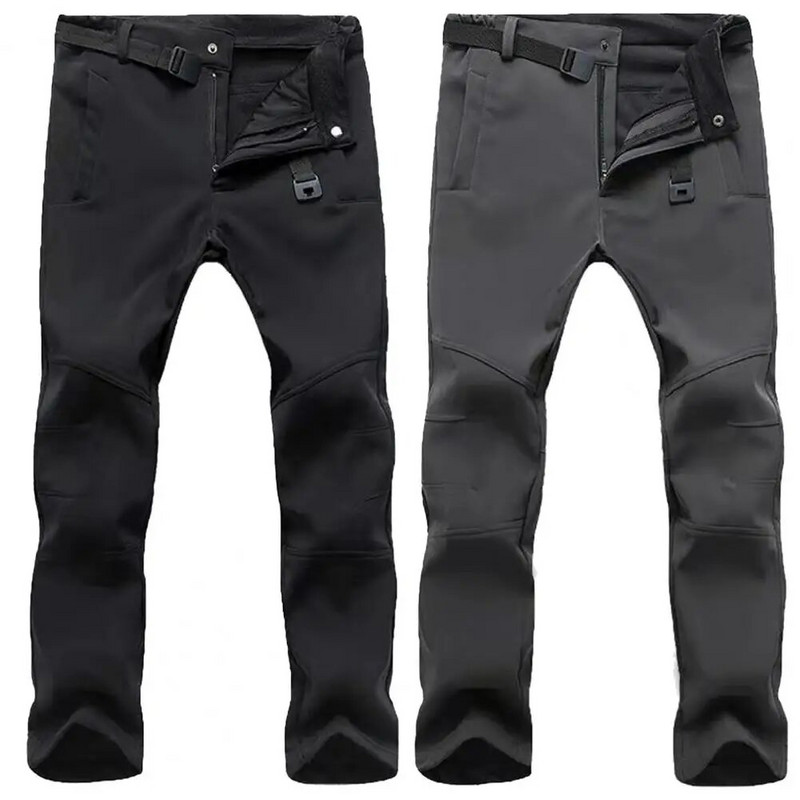 Pánske jednoduché nohavice, zimné tepláky, jednofarebné, nepremokavé, jednofarebné, so zipsom, úzke nohavice