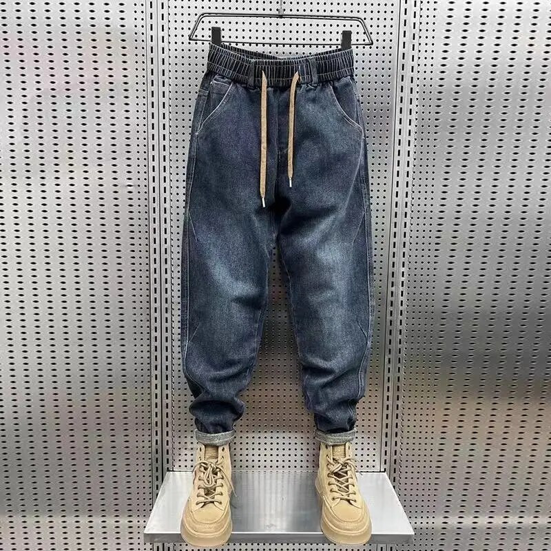 2023 Jarné jesenné džínsy Pánske trendy voľné vrecovité elastické nohavice Haren Univerzálne kórejské nohavice pre mužov Street elastické nohavice