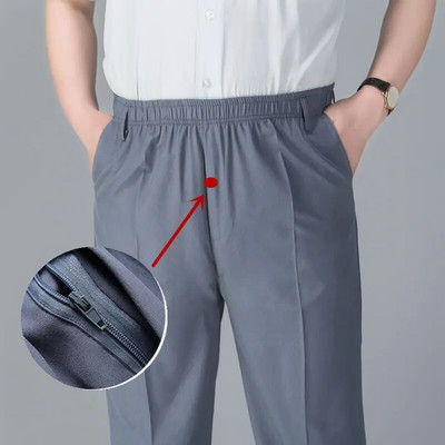 Îmbrăcăminte de stradă la modă pentru bărbați, pantaloni uni, primăvară, vară, subțiri, de afaceri, mărime mare, haine noi pentru bărbați, cu talie elastică, pantaloni casual sport 6XL