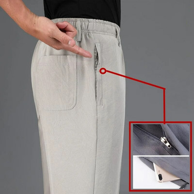 Îmbrăcăminte de stradă la modă pentru bărbați, pantaloni uni, primăvară, vară, subțiri, de afaceri, mărime mare, haine noi pentru bărbați, cu talie elastică, pantaloni casual sport 6XL