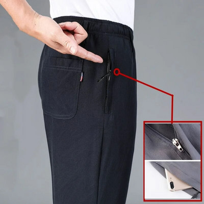 Îmbrăcăminte de stradă la modă pentru bărbați, pantaloni uni, primăvară, vară, subțiri, de afaceri, mărime mare, haine noi pentru bărbați, cu talie elastică, pantaloni casual sport 6XL