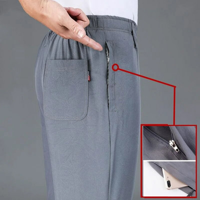 Îmbrăcăminte de stradă la modă pentru bărbați, pantaloni uni, primăvară, vară, subțiri, de afaceri, mărime mare, haine noi pentru bărbați, cu talie elastică, pantaloni casual sport 6XL