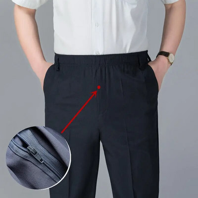 Îmbrăcăminte de stradă la modă pentru bărbați, pantaloni uni, primăvară, vară, subțiri, de afaceri, mărime mare, haine noi pentru bărbați, cu talie elastică, pantaloni casual sport 6XL