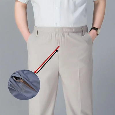 Îmbrăcăminte de stradă la modă pentru bărbați, pantaloni uni, primăvară, vară, subțiri, de afaceri, mărime mare, haine noi pentru bărbați, cu talie elastică, pantaloni casual sport 6XL