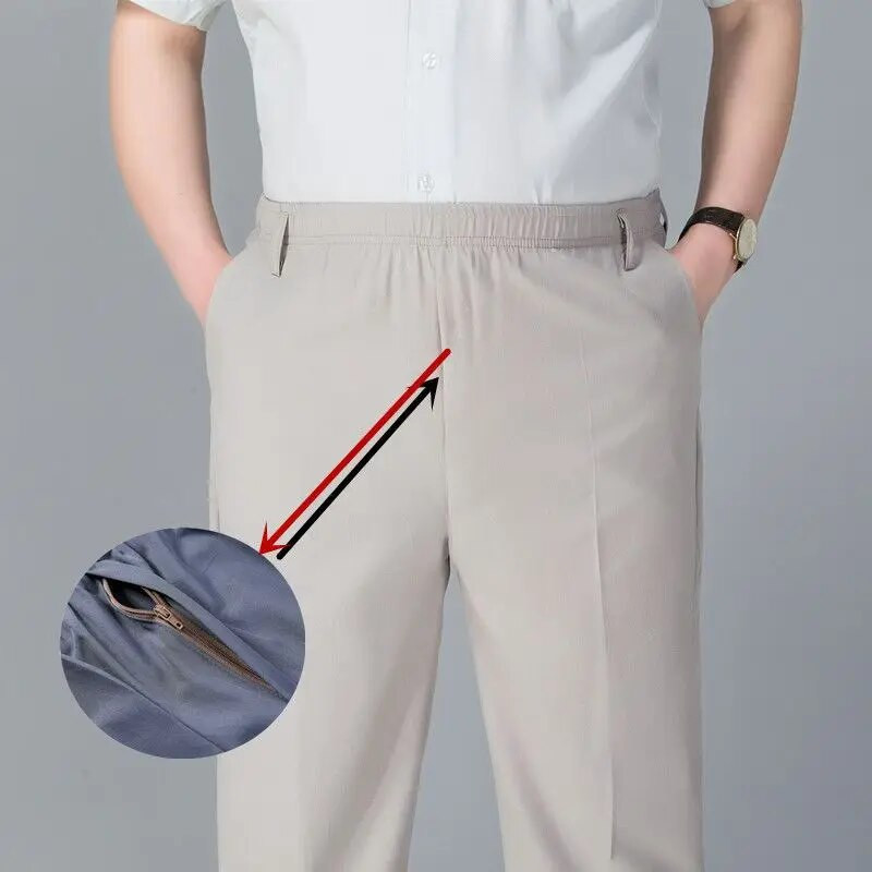 Îmbrăcăminte de stradă la modă pentru bărbați, pantaloni uni, primăvară, vară, subțiri, de afaceri, mărime mare, haine noi pentru bărbați, cu talie elastică, pantaloni casual sport 6XL