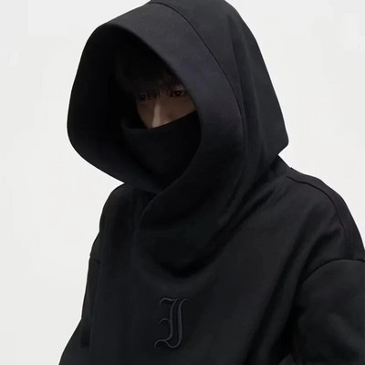 Pălărie supradimensionată Hanorac Bărbați Femei Pulovere de stradă Hanorac Harajuku cu mască Hanorac Toamnă Primăvară Broderie Pardesiu casual