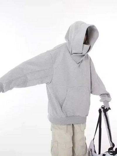 Pălărie supradimensionată Hanorac Bărbați Femei Pulovere de stradă Hanorac Harajuku cu mască Hanorac Toamnă Primăvară Broderie Pardesiu casual