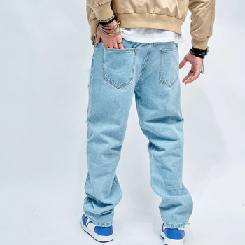 2023 Simple Stylish Men Ripped Patch Hip Hop Loose Jeans Παντελόνι Streetwear Ανδρικό ίσιο τζιν παντελόνι