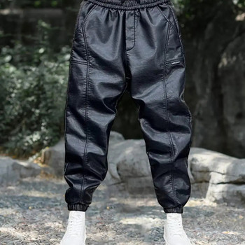 Дебели кадифени панталони Кадифени панталони Ветроустойчиви водоустойчиви мъжки панталони от изкуствена кожа с ластик на талията с ленти на глезена за колоездене