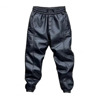 Pantaloni groși de catifea Pantaloni de catifea Rezidenți la vânt, impermeabili, Pantaloni din piele artificială pentru bărbați, cu talie elastică, cu bandă la gleznă pentru ciclism