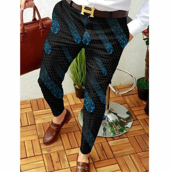 2023 Ανδρικά επαγγελματικά casual παντελόνια με στάμπα με γεωμετρικό σχέδιο ίσια εσώρουχα ανδρικά ρούχα δρόμου για την άνοιξη και το φθινόπωρο