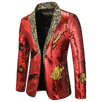 Ανδρικό σακάκι γυαλιστερό με παγιέτες γιακά κοστούμι ανδρικό γαμπρός τραγουδιστής κοστούμι χορού Glitter σακάκι DJ Club Stage Ανδρικό κοστούμι Ρούχα