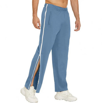 Панталони за джогинг, джобове с дължина до глезена Мъжки свободни спортни панталони за джогинг Шик, страничен цип Разкъсване Баскетболни панталони Streetwear
