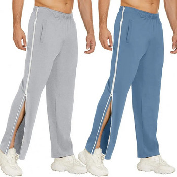 Панталони за джогинг, джобове с дължина до глезена Мъжки свободни спортни панталони за джогинг Шик, страничен цип Разкъсване Баскетболни панталони Streetwear