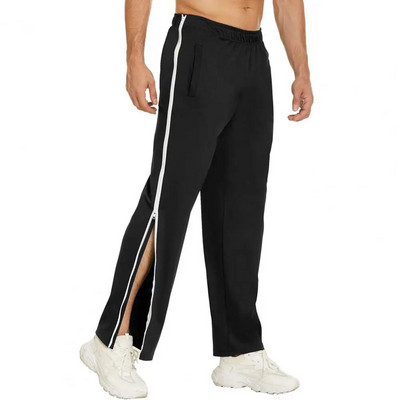 Pantaloni de jogging, buzunare până la gleznă, bărbați, pantaloni de jogging sport largi, cu fermoar lateral șic, pantaloni de baschet, îmbrăcăminte de stradă