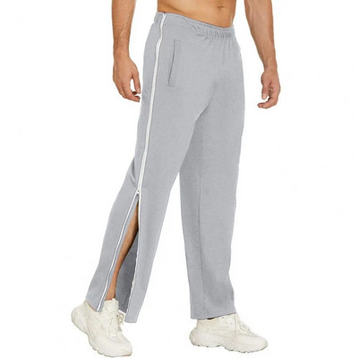 Pantaloni de jogging, buzunare până la gleznă, bărbați, pantaloni de jogging sport largi, cu fermoar lateral șic, pantaloni de baschet, îmbrăcăminte de stradă