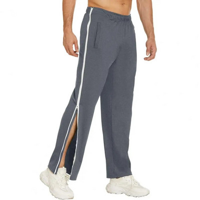Pantaloni de jogging, buzunare până la gleznă, bărbați, pantaloni de jogging sport largi, cu fermoar lateral șic, pantaloni de baschet, îmbrăcăminte de stradă