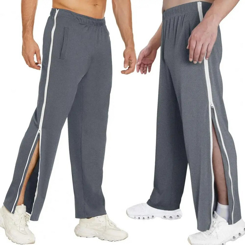 Pantaloni de jogging, buzunare până la gleznă, bărbați, pantaloni de jogging sport largi, cu fermoar lateral șic, pantaloni de baschet, îmbrăcăminte de stradă