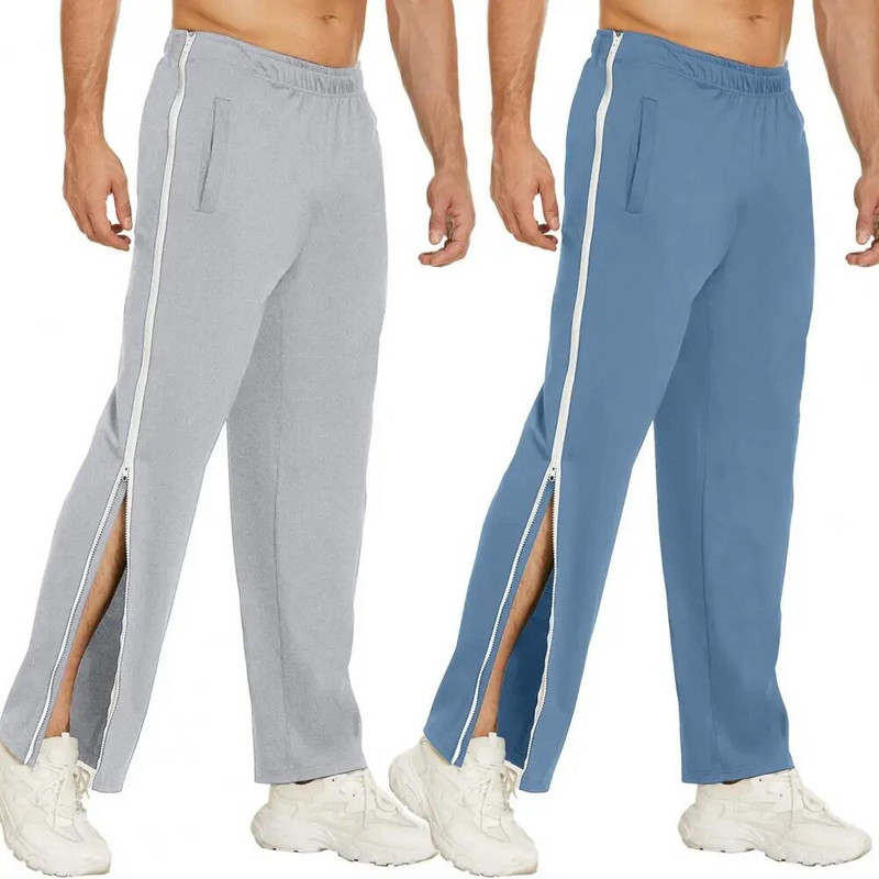 Pantaloni de jogging, buzunare până la gleznă, bărbați, pantaloni de jogging sport largi, cu fermoar lateral șic, pantaloni de baschet, îmbrăcăminte de stradă