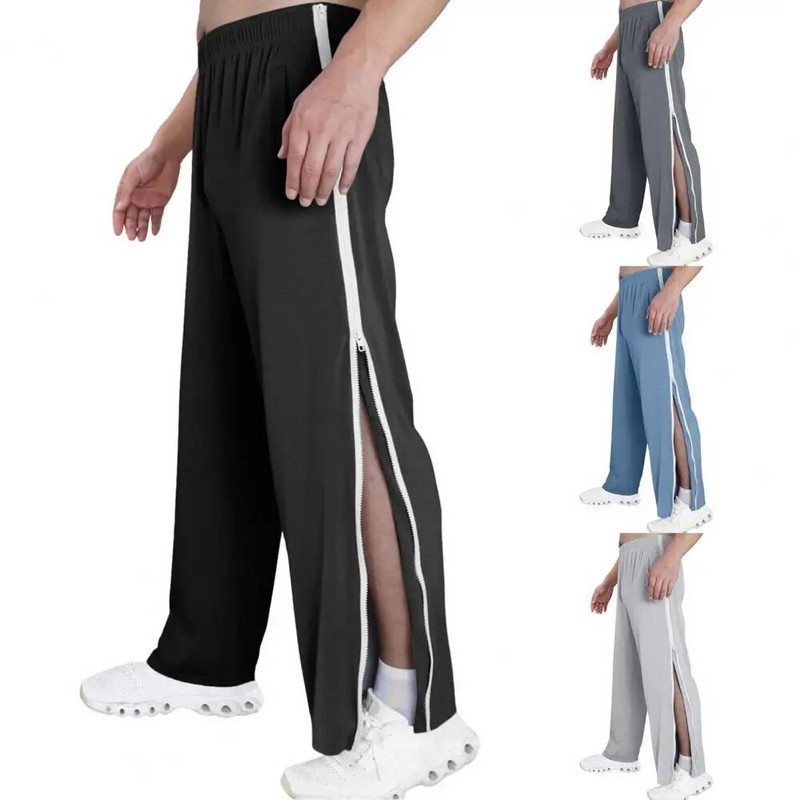 Pantaloni de jogging, buzunare până la gleznă, bărbați, pantaloni de jogging sport largi, cu fermoar lateral șic, pantaloni de baschet, îmbrăcăminte de stradă