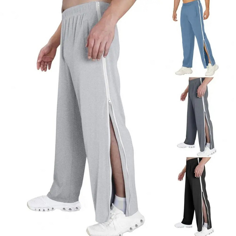 Pantaloni de jogging, buzunare până la gleznă, bărbați, pantaloni de jogging sport largi, cu fermoar lateral șic, pantaloni de baschet, îmbrăcăminte de stradă