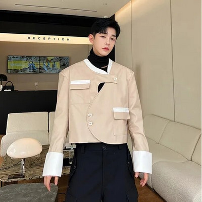 LUZHEN pentru bărbați, haină pentru costum de stradă, de primăvară, culoare contrastantă, cu design îmbinat, blazere, versatil, ocazional, îmbrăcăminte exterioară, jachetă coreeană B1f042