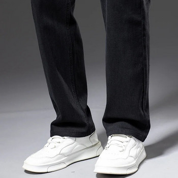 Класически стил Есен и зима Мъжки обикновени черни дънки с прави крачоли Бизнес модни разтегливи широки дънкови панталони Мъжка марка