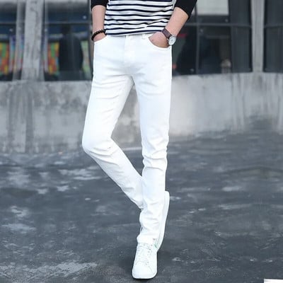 Blugi skinny pentru bărbați 2019, noi, clasici, de designer de modă pentru bărbați, elastici, drepti, negri/albi, pantaloni, blugi slim, stretch, din denim
