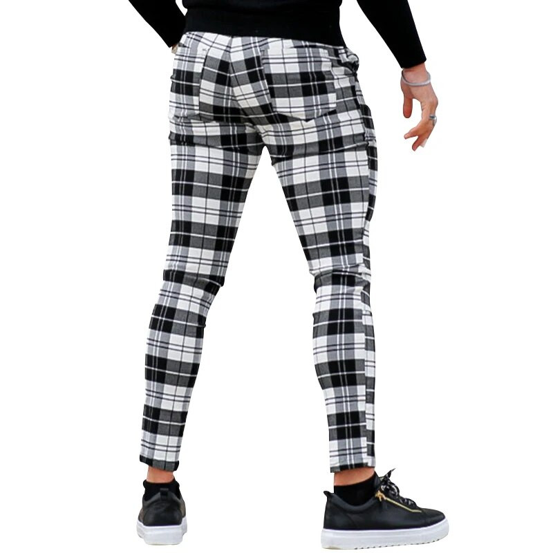 2023 m. pavasario ir rudens vyriškos kasdienės ilgos kelnės iki vidurio juosmens, paprastos, plonos, languotos kelnės.