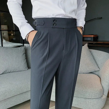 Ανδρικό κοστούμι Παντελόνι Μονόχρωμο Slim Fit Άνοιξη Φθινόπωρο Streetwear Ελαστική μέση ίσιο παντελόνι Ανδρικό επαγγελματικό επίσημο παντελόνι γραφείου