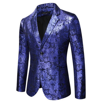 Νέο ανδρικό κοστούμι με εμπριμέ μπουφάν Μαύρο / Κόκκινο / Μπλε Μόδα Ανδρικό πάρτι Bar KTV Casual Blazers Παλτό
