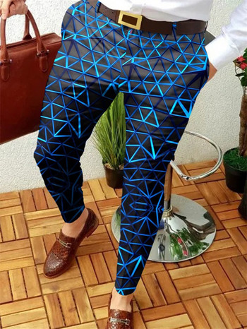 Ανδρικά επαγγελματικά casual παντελόνια με γεωμετρικό μοτίβο εκτύπωση ίσιο μακρύ παντελόνι Ανδρικό άνοιξη φθινόπωρο μόδα Streetwear Ανδρικά ρούχα