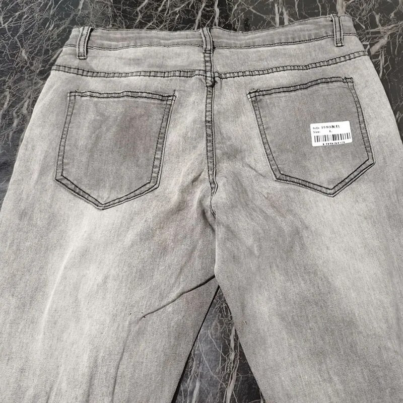 Blugi slăbiți pentru bărbați noi, slăbiți, cu găuri în grilă, patch-uri de endoteci, pantaloni de jogging, pantaloni casual, elastici, slim fit