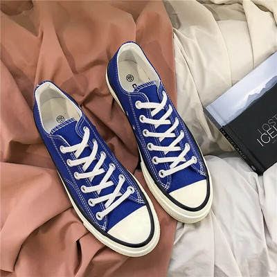 Pantofi pentru bărbați Moda bărbați Pantofi vulcanizați solidi Femei cu dantelă joasă Talpă moale Pantofi casual din pânză pentru cuplu Dimensiune 35-44