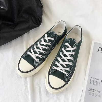 Pantofi pentru bărbați Moda bărbați Pantofi vulcanizați solidi Femei cu dantelă joasă Talpă moale Pantofi casual din pânză pentru cuplu Dimensiune 35-44