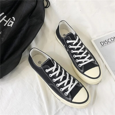 Pantofi pentru bărbați Moda bărbați Pantofi vulcanizați solidi Femei cu dantelă joasă Talpă moale Pantofi casual din pânză pentru cuplu Dimensiune 35-44