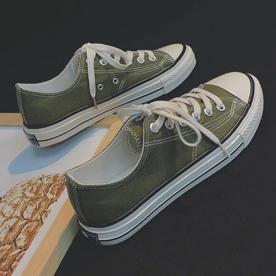 Pantofi pentru bărbați Moda bărbați Pantofi vulcanizați solidi Femei cu dantelă joasă Talpă moale Pantofi casual din pânză pentru cuplu Dimensiune 35-44