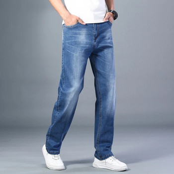 Мъжки тънки свободни дънки с прави крачоли Летни нови класически стил Усъвършенствани еластични широки панталони 7 цвята Налични размери 35 42