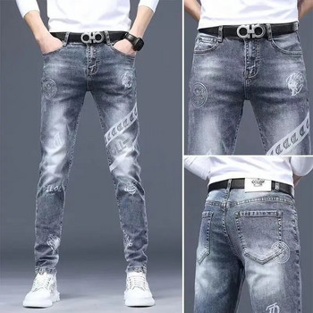 Νέα Jeans Slim Streetwear 90s Hip Hop Skinny Γραφίστας Ρούχα Αυθεντικά Cowboy Casual Stretch κεντητικά παντελόνια για άνδρες