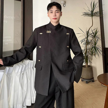 LUZHEN 2024 Ново китайско палто със стояща яка, модно мъжко метално копче, стилно, елегантно ежедневно палто, реколта, пролет 8be7a5