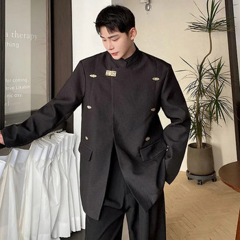 LUZHEN 2024 Ново китайско палто със стояща яка, модно мъжко метално копче, стилно, елегантно ежедневно палто, реколта, пролет 8be7a5