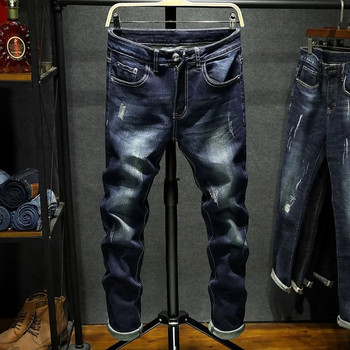 Νέο ανοιξιάτικο φθινόπωρο κορεατικής μόδας Stretch Τζιν Boys Boyfriend Jeans Ρούχα σχεδιαστών Skinny Παντελόνι Ανδρικό Slim Blue σχισμένο παντελόνι