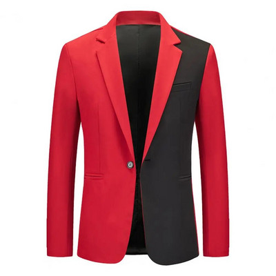 Costum bărbați haină rever guler crestat un singur buton mâneci lungi culoare contrastantă slim fit drept antirid formal afaceri bărbați ja