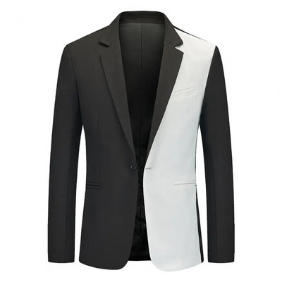 Costum bărbați haină rever guler crestat un singur buton mâneci lungi culoare contrastantă slim fit drept antirid formal afaceri bărbați ja