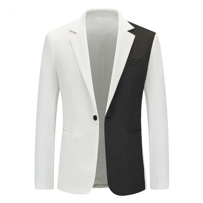 Vyriškas kostiumas, paltas, atvartas su įpjova, apykaklė su vienu mygtuku ilgomis rankovėmis Kontrastingos spalvos Slim Fit Tiesus stabdantis raukšles formalus verslo Vyrai Ja