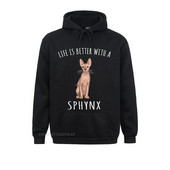 Life Better With A Sphynx Lover Hanorac cu hanorace imprimate Hanorace cu mânecă lungă pentru bărbați Haine de familie