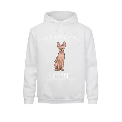 Life Better With A Sphynx Lover Hanorac cu hanorace imprimate Hanorace cu mânecă lungă pentru bărbați Haine de familie