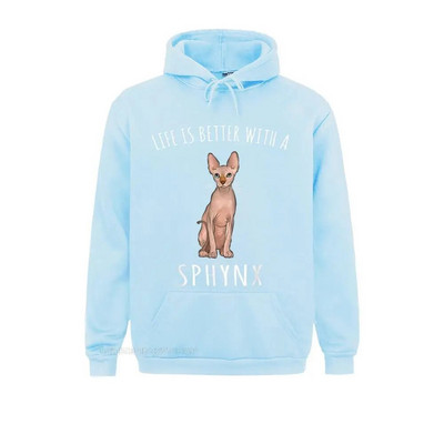Life Better With A Sphynx Lover Hanorac cu hanorace imprimate Hanorace cu mânecă lungă pentru bărbați Haine de familie