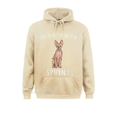 Life Better With A Sphynx Lover Hanorac cu hanorace imprimate Hanorace cu mânecă lungă pentru bărbați Haine de familie